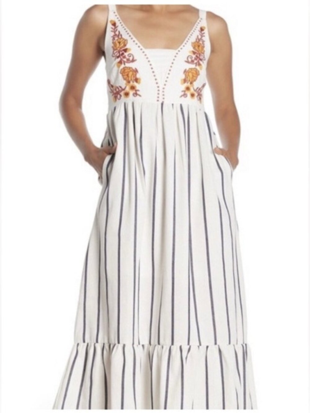 Embroidered Maxi Dress – 100% Cotton, Mello Day